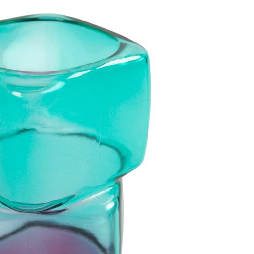 Vase Nerissa turquoise/pink h24,5 d10cm (cc)