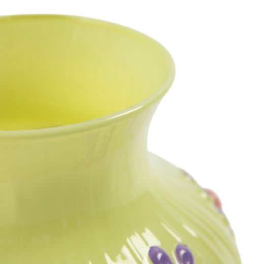 Vase Maddie fleurs peint à la main vert violet h16 d13cm