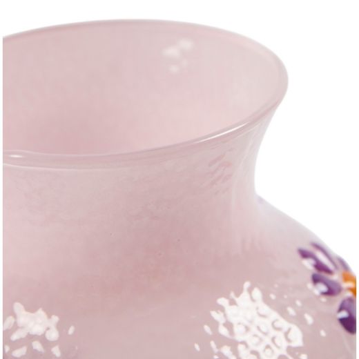 Vase Maddie fleurs peint à la main rose violet h16 d13cm
