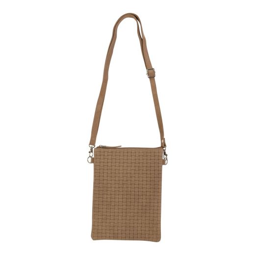 Crossbody Bag vertical weave brown 23x17cm (bos taurus taurus)