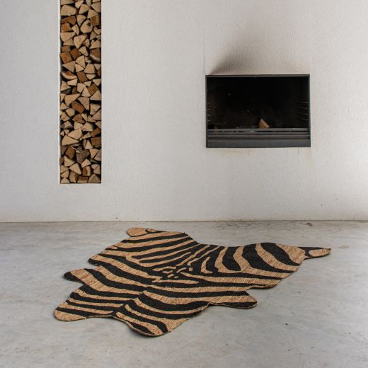 jute rug cow shape zebra 145x160cm*