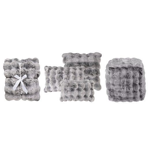 plaid teddy bobbel grijs 130x170cm