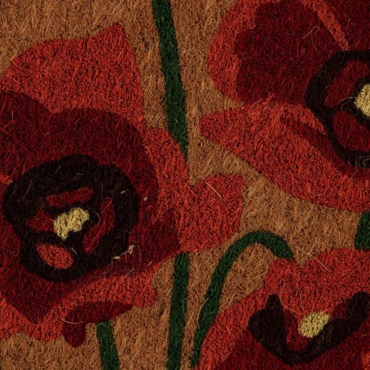 Paillasson en fibre de coco fait main coquelicot 75 cm