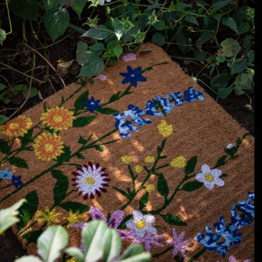 coir doormat handmade wild flowers 75cm