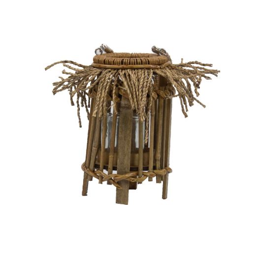 windlicht bamboe rafels 27cm