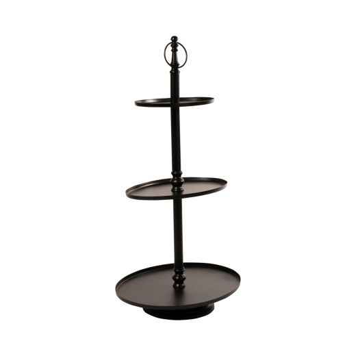 etagère ovaal 3 lagen zwart 100cm