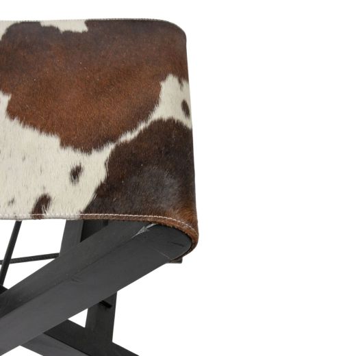 Regisseursstoel koehuid bruin-wit opvouwbaar 48x35x45cm (bos taurus taurus)