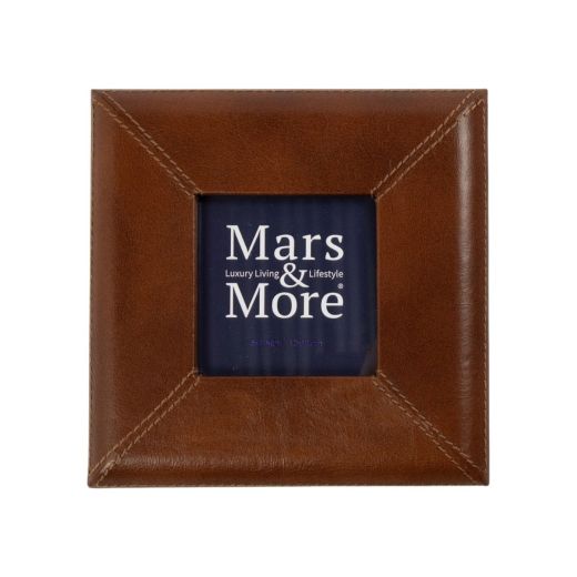 Photo frame leather smooth brown 10x10cm (bos taurus taurus)