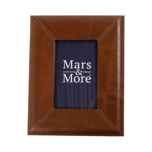 Photo frame leather smooth brown 15x10cm (bos taurus taurus)