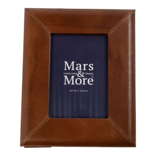 Photo frame leather smooth brown 18x13cm (bos taurus taurus)