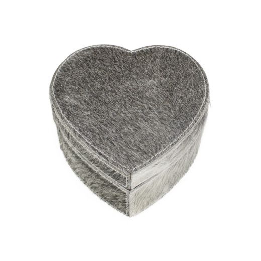 boîte de rangement coeur vache gris 15cm*