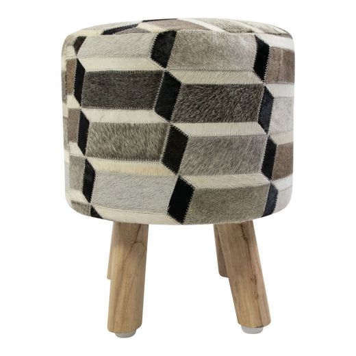 Tabouret Vache rond illusion multicolore 30x30x40cm (bos taurus taurus)