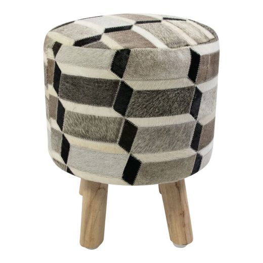 Tabouret Vache rond illusion multicolore 30x30x40cm (bos taurus taurus)