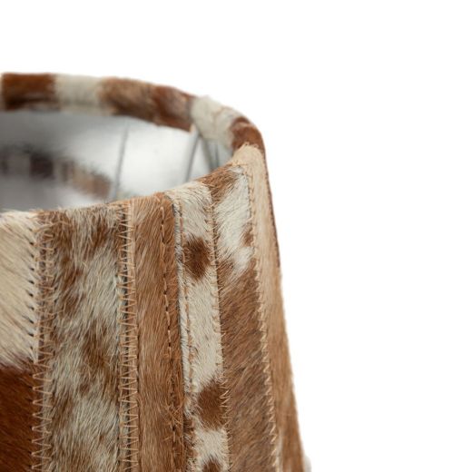 Lampshade cow skin patchwork brown/white 20cm (bos taurus taurus)