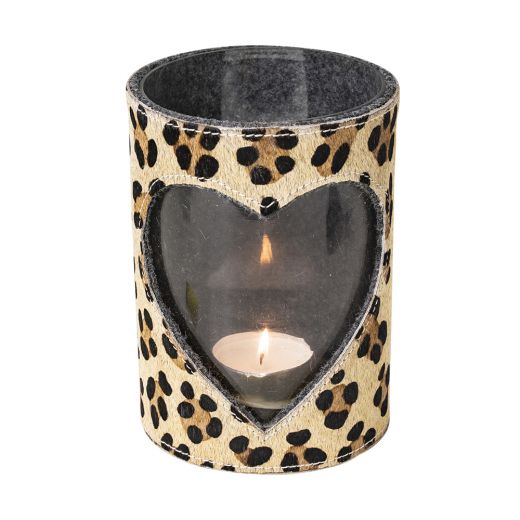*windlicht kuh herz leopard 20cm*