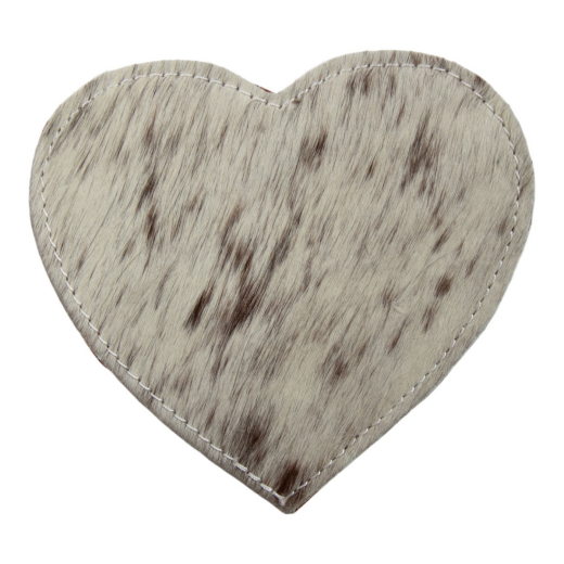 coaster cowhide heart brown/white 14cm (bos taurus taurus)
