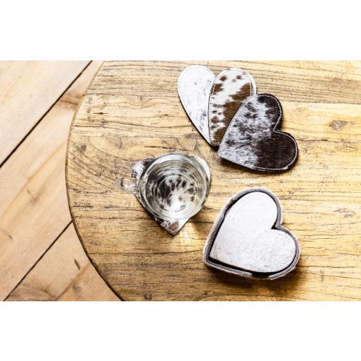 untersetzer kuhhaut herz braun/weiß 14cm