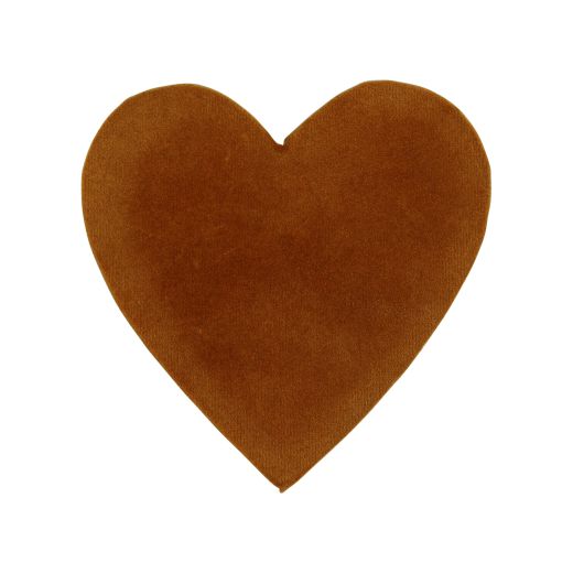 onderzetter koehuid hart bruin/wit 14cm