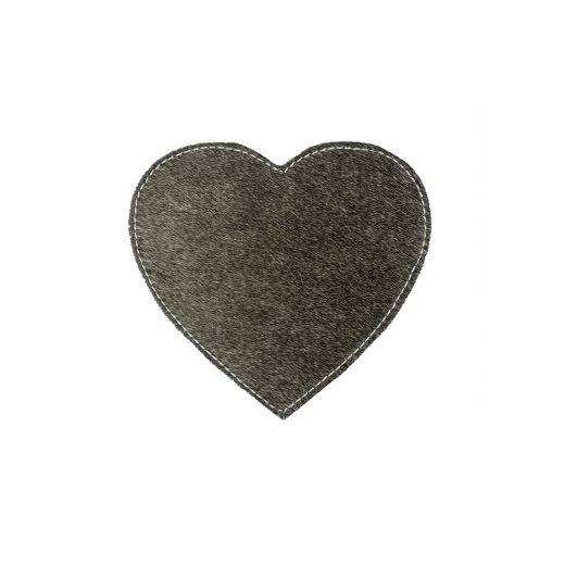 dessous de verre peau de vache coeur gris 14cm