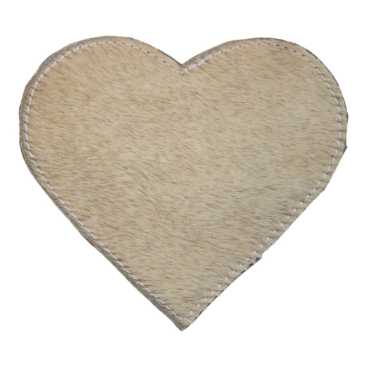 coaster cowhide heart grey 14cm (bos taurus taurus)