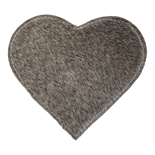 coaster cowhide heart grey 14cm (bos taurus taurus)
