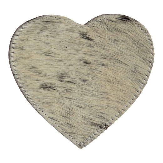 dessous de verre peau de vache coeur noir/blanc 14cm