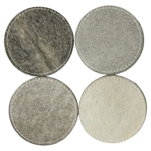 coaster vache ronde gris 10cm (ensemble de 4)