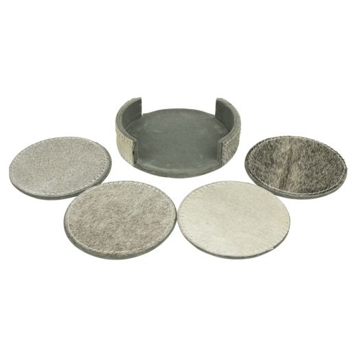 coaster vache ronde gris 10cm (ensemble de 4)