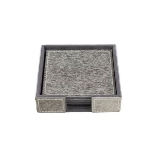 coaster vache carré gris 10cm (ensemble de 4)