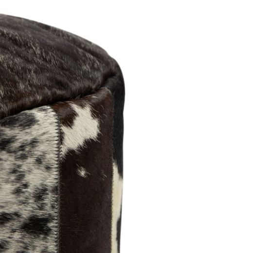 Pouf cow skin patchwork black/white 40x40x45cm (bos taurus taurus)