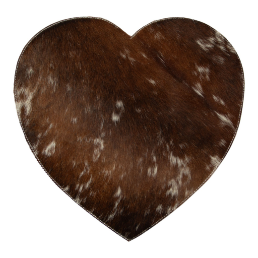 placemat koehuid hart bruin/wit 39cm