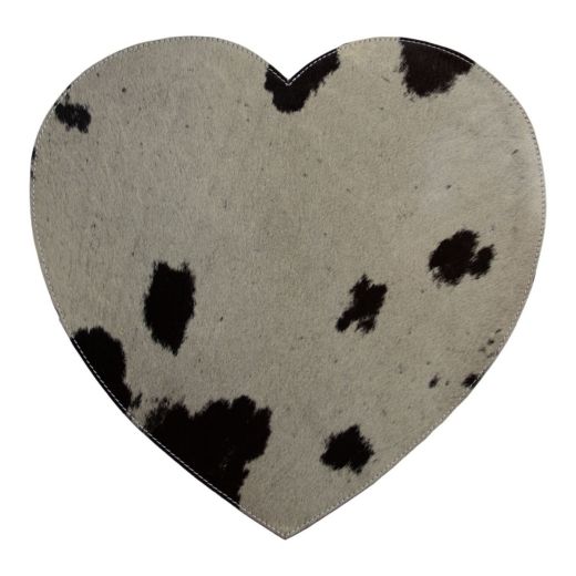 placemat cowhide heart black/white 39cm (bos taurus taurus)