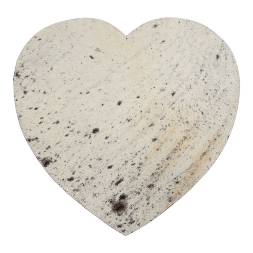 placemat koehuid hart zwart/wit 39cm