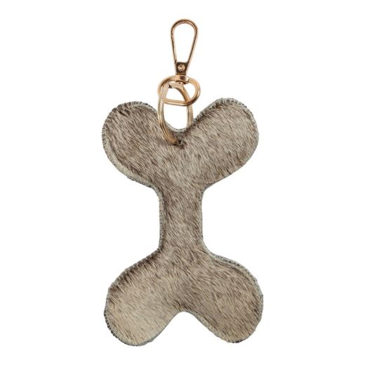 Porte-clés en cuir de vachette os de chien gris 12 cm (bos taurus taurus)