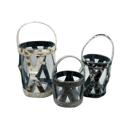 *windlicht koe hengsel zwart/wit 15cm*