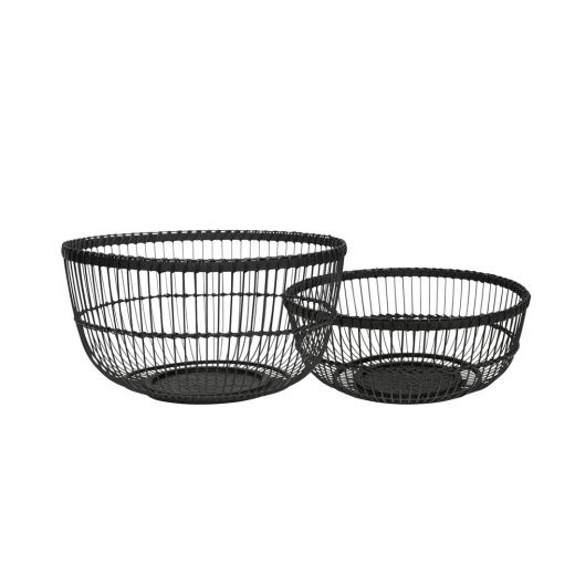 bamboo basket black (set of 2)*