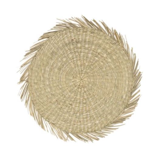 zeegras placemat rond naturel franjes 38cm