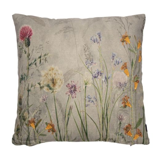 coussin brodé fleurs sauvages chardon des champs 45x45cm