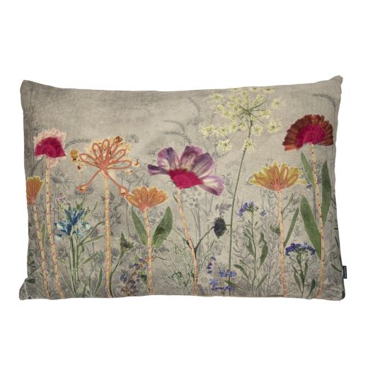 cushion embroidered wild flowers cosmea 40x60cm