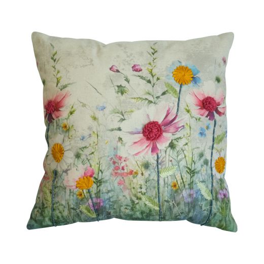 coussin brodé fleurs sauvages onagre 45x45cm