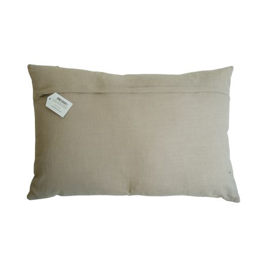 coussin brodé fleurs sauvages rose blanc 40x60cm