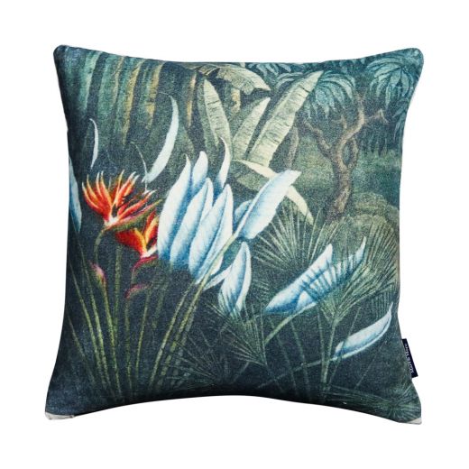 *kissen samt extravaganter strelitzia 45x45cm*