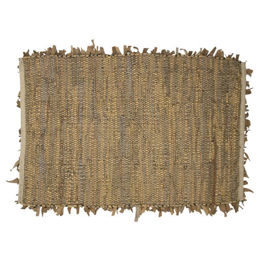 rug recycled leather fringes camel 60x90cm*