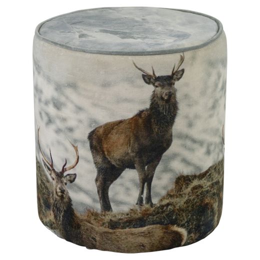 hocker samt hirsche im snhnee 40x40x45cm*