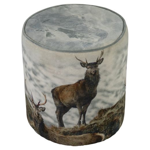 hocker samt hirsche im snhnee 40x40x45cm*