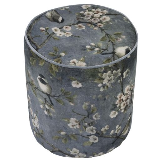 hocker samt vögel grau 40x40x45cm*