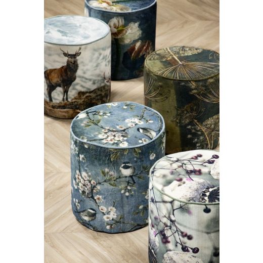 hocker samt vögel grau 40x40x45cm*