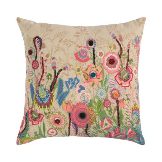 Kissen bestickt Wildblumen bunter Mix 45x45cm
