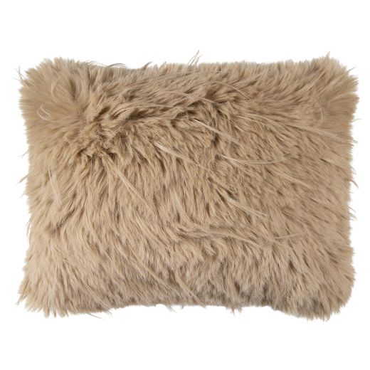 cushion teddy long hair tuft cognac 35x45cm