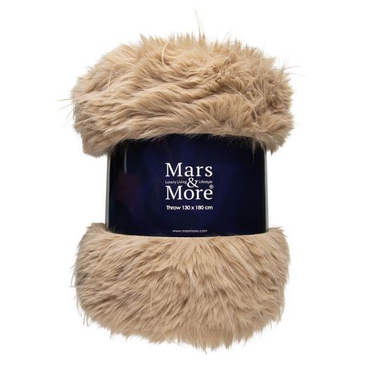 plaid teddy langhaar pluk cognac 130x180cm